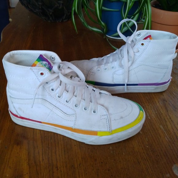 Vans Sk8-Hi Tapered True White Rainbow Foxing 7 5.5 Pride🏳️🌈 - Picture 8 of 13